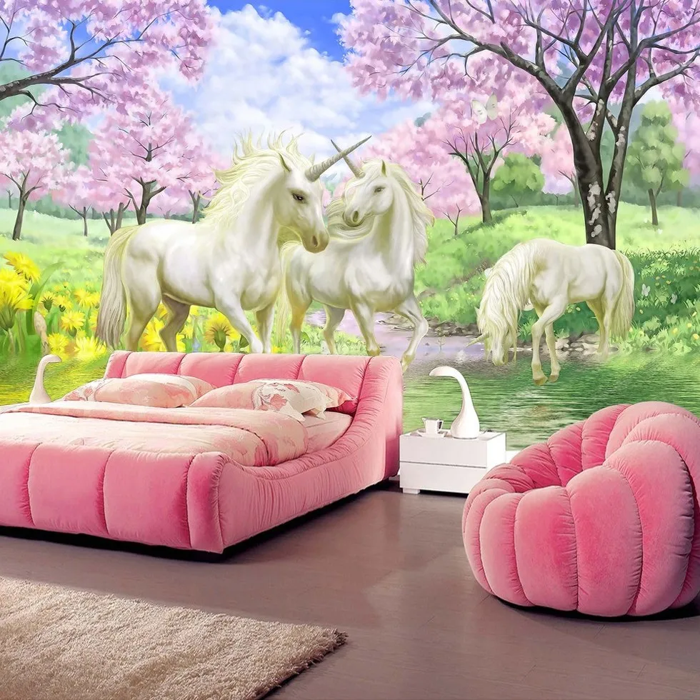 Custom-3D-Mural-Wallpaper-Unicorn-Dream-Cherry-Blossom-TV-Background-Wall-Pictures-For-Kids-Room-Bedroom (2)