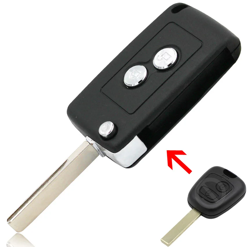 2 кнопки модифицированный Флип складной пульт дистанционного ключа корпус Fob для Citroen C1 C2 C3 Pluriel C4 C5 C8 Xsara Picasso лезвие с пазом