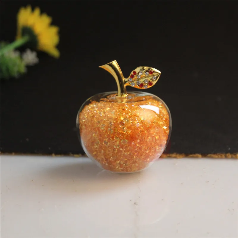 Рождественские подарки Хрустальное яблоко миниатюрное с цветной начинкой роскошное стекло рождественское яблоко ремесла украшение дома аксессуары подарок