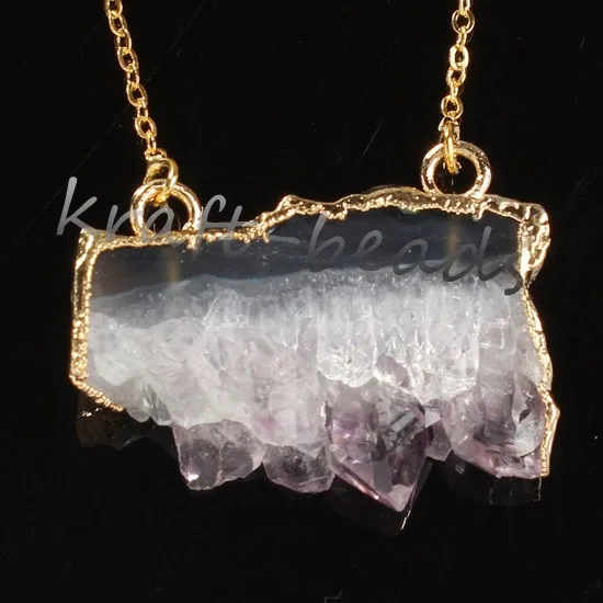 Natural Gnergy Gemstone~ Double Buckle Irregular Shape Pendant Natural Purple Amethysts Quartz Stone Necklace Fashion Jewelry 4 AA00409002302c