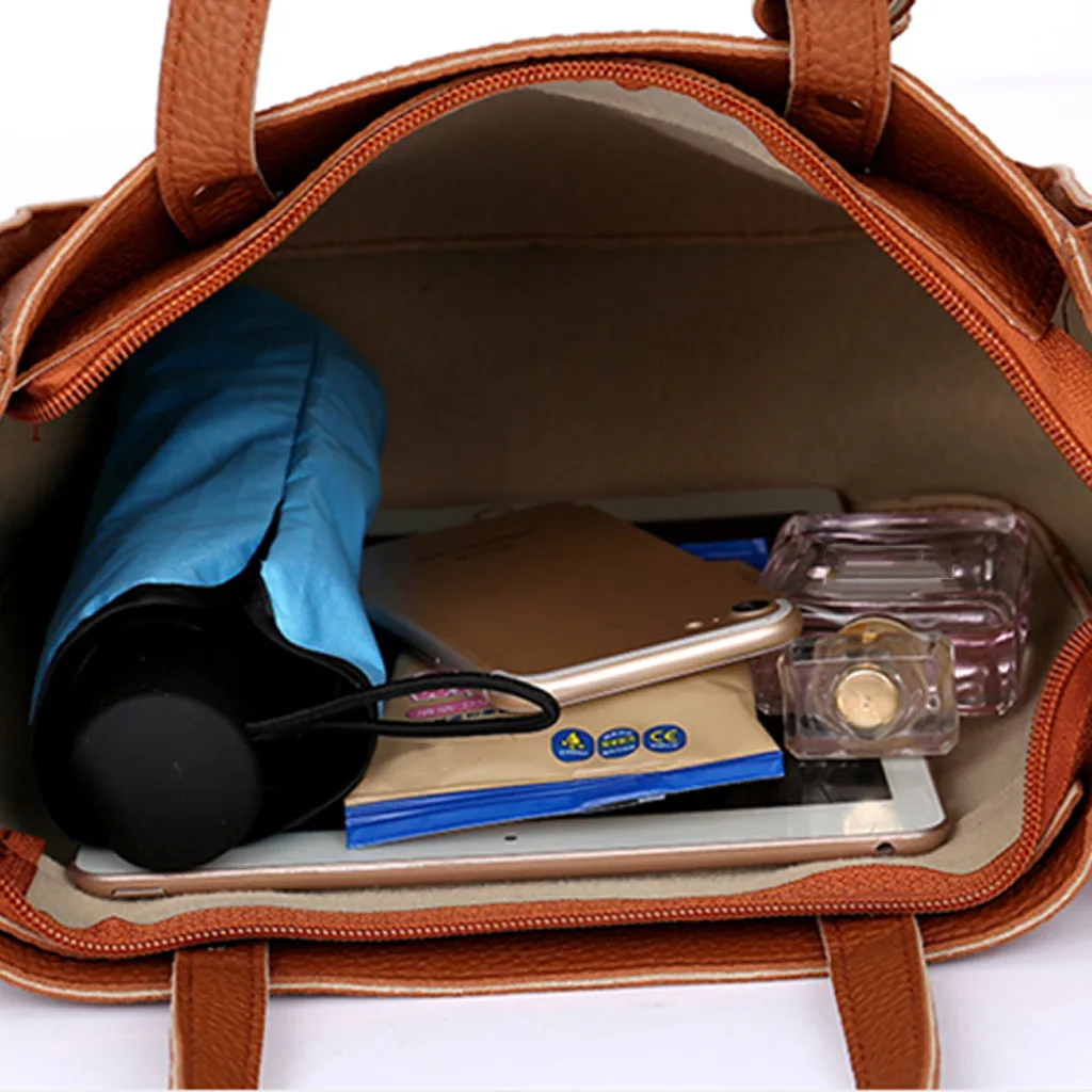 4pcs/set Women Bag Set Top-Handle high Capacity Female Handbag Shoulder Bag Purse Ladies PU Leather Crossbody Bag clutch wallet