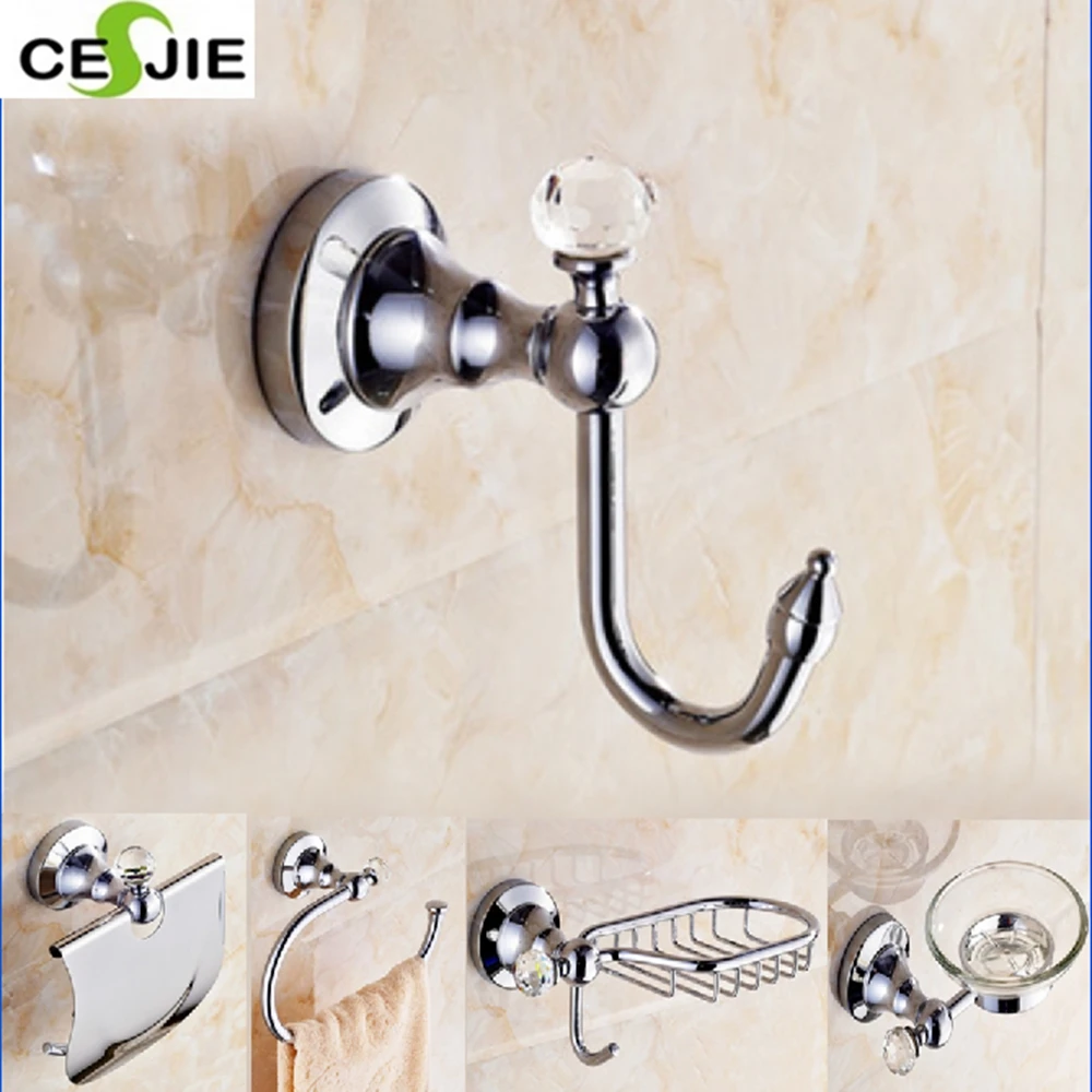 

Free Shipping Stainless Steel Shower Hanger Hook Chrome Finish Wall Mounted Crystal Style