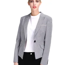 Hoffen модный OL женский пиджак пальто серый клетчатый Блейзер Куртка с лацканами верхняя одежда Карманы Повседневный блейзер с вырезом пальто RW12-KZD102