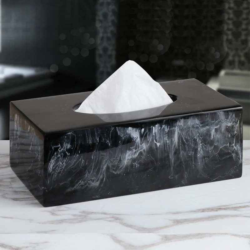 Exquisite artistic Ink texture resin tissue box Unique marble texture