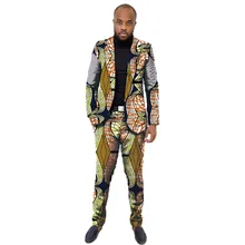 African blazers and trousers men fashion africa print dashiki suits business edition slim fit blazer+pant set tailor made