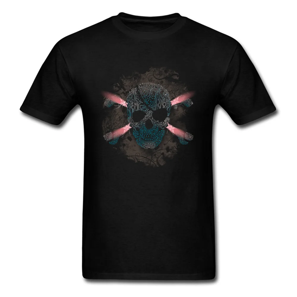 Hot Sale Cyber Skull 3D Printed Short Sleeve T-shirts VALENTINE DAY Crew Neck Pure Cotton Tops T Shirt for Men Tee-Shirts Casual Cyber Skull black