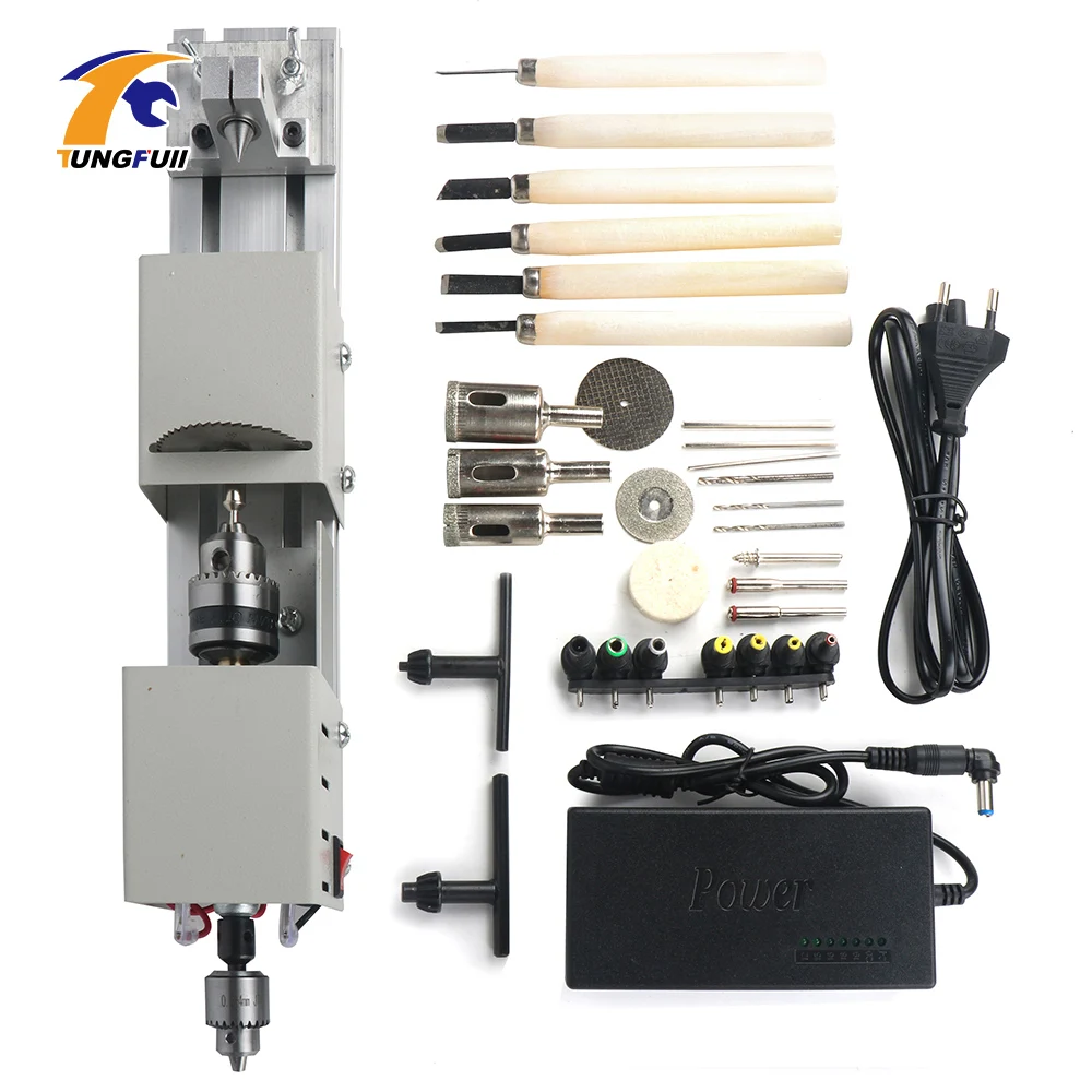 Mini Lathe Beads Machine DIY Woodworking With Power Carving Cutter