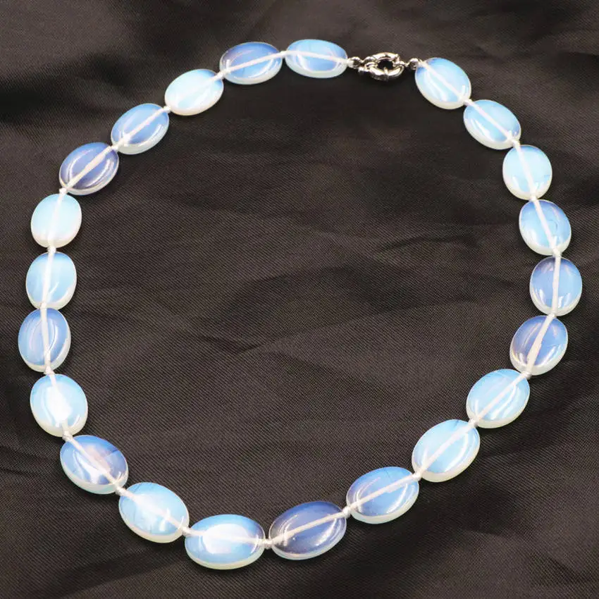 

Fashion Sri Lanka Moonstone Choker Necklace Oval 13x18mm Beads Jewelry Opal Stone Chain Oplite Crystal Women Necklaces 18" A828