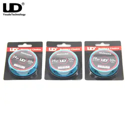 Оригинальный Youde UD Nichrome провод 30FT с 28ga 26ga 24ga 10 м/рулон электронной Сигареты DIY катушки для RDA RBA распылитель предварительно построенные