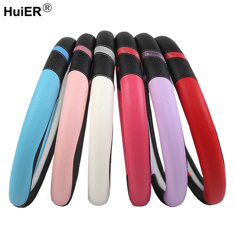

Car Steering Wheel Cover Artificial Leather For Women Girls Auto Car Interior Accessories Braid on the Steering wheel 37 38 CM
