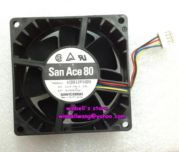 Оригинальный вентилятор San Ace 80 9G0812P1G09 12 В 1 А 8038 8 см большой воздушный поток 3