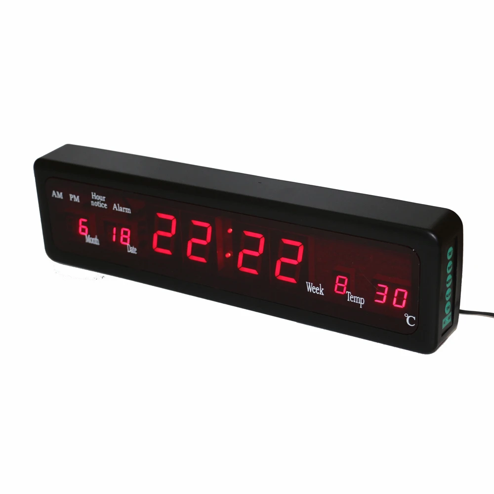 Large Digital Alarm Desk & Wall Clock Date Indoor Temperature Calendar Display