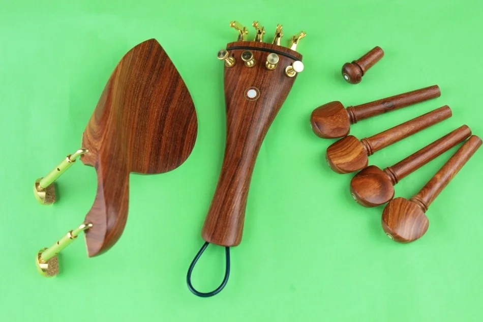 

New Luthier top rose wood viola parts, pegs, tailpiece, chinrest, endpin