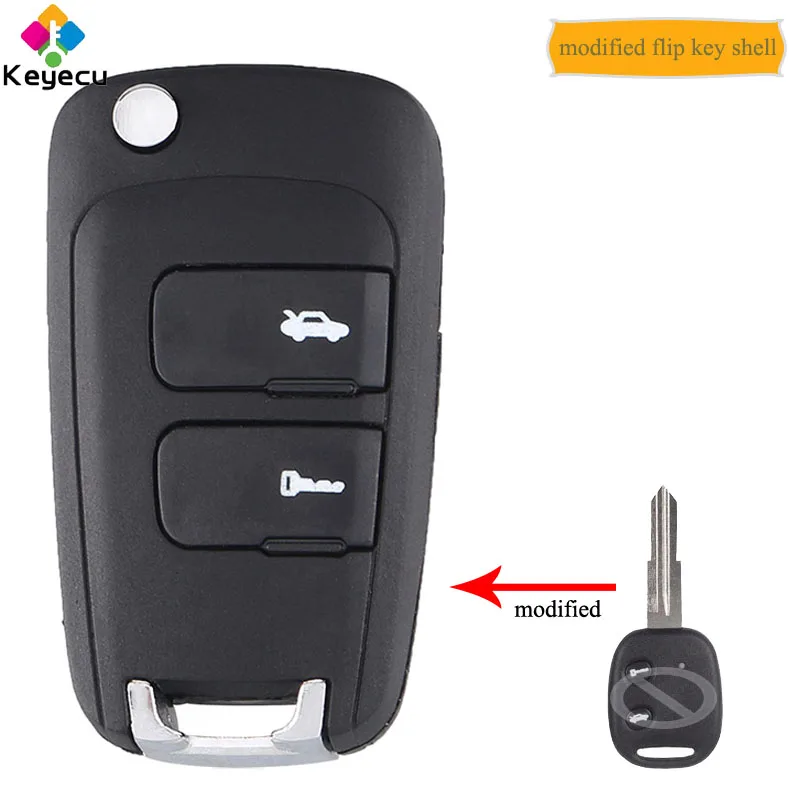 KEYECU Replacement Modified Flip/ Folding Remote Control Car Key Shell Case Housing With 2 Buttons - FOB for Chevrolet Epica | Автомобили