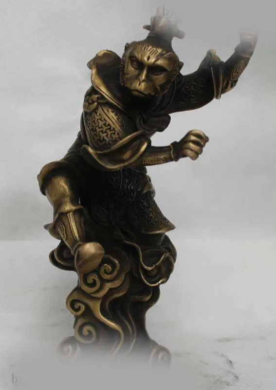 

9 " Chinese Bronze Monkey King Famous Myth Sun Wukong Buddha Statue Figures