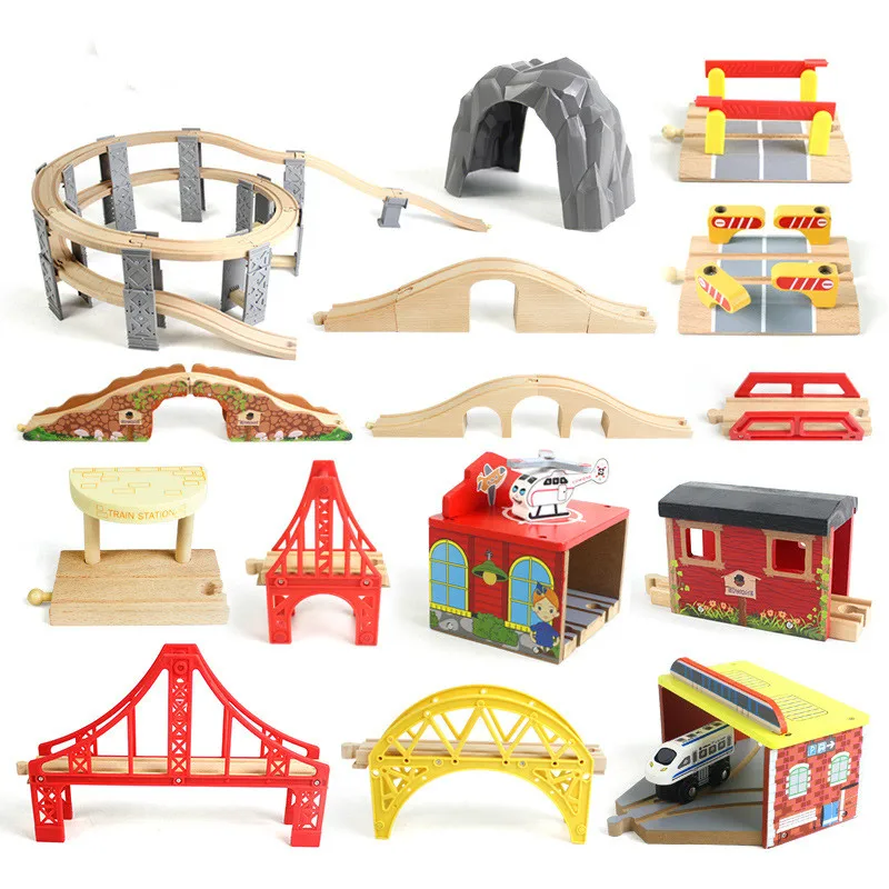 

Thomas and Friends -- Thomas Wooden Train Track Railway Accessories Red Big Size Rainbow Bridge S Track Bridge Pier T track