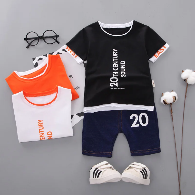 

2019 Summer Cotton Baby boy Clothing Sets Formal Infant 1 Year Birthday Party Clothes Suit T-shirt+Pant Children's Cloth Sets