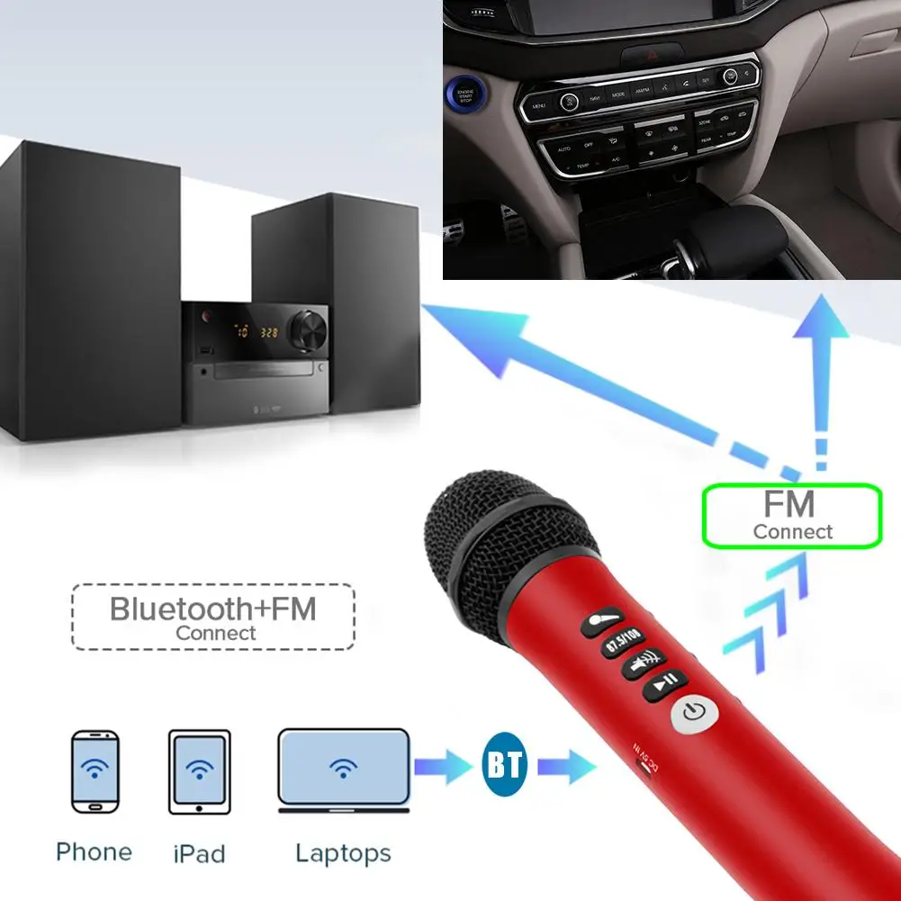 Беспроводной караоке динамик bluetooth c микрофоном 2 в 1 Ручной петь Запись