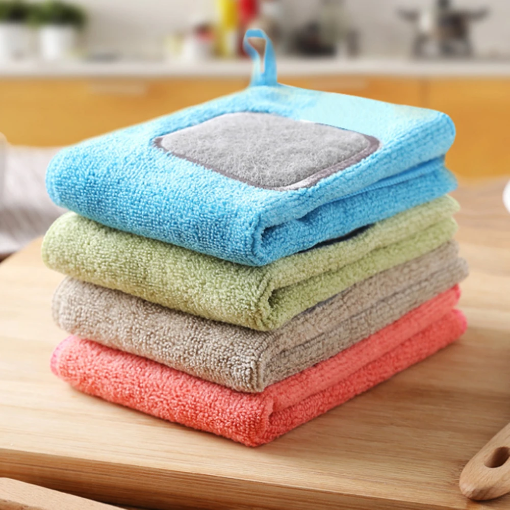 4PCS 30x30cm Hangable scouring cloth rag super absorbent fiber cloth