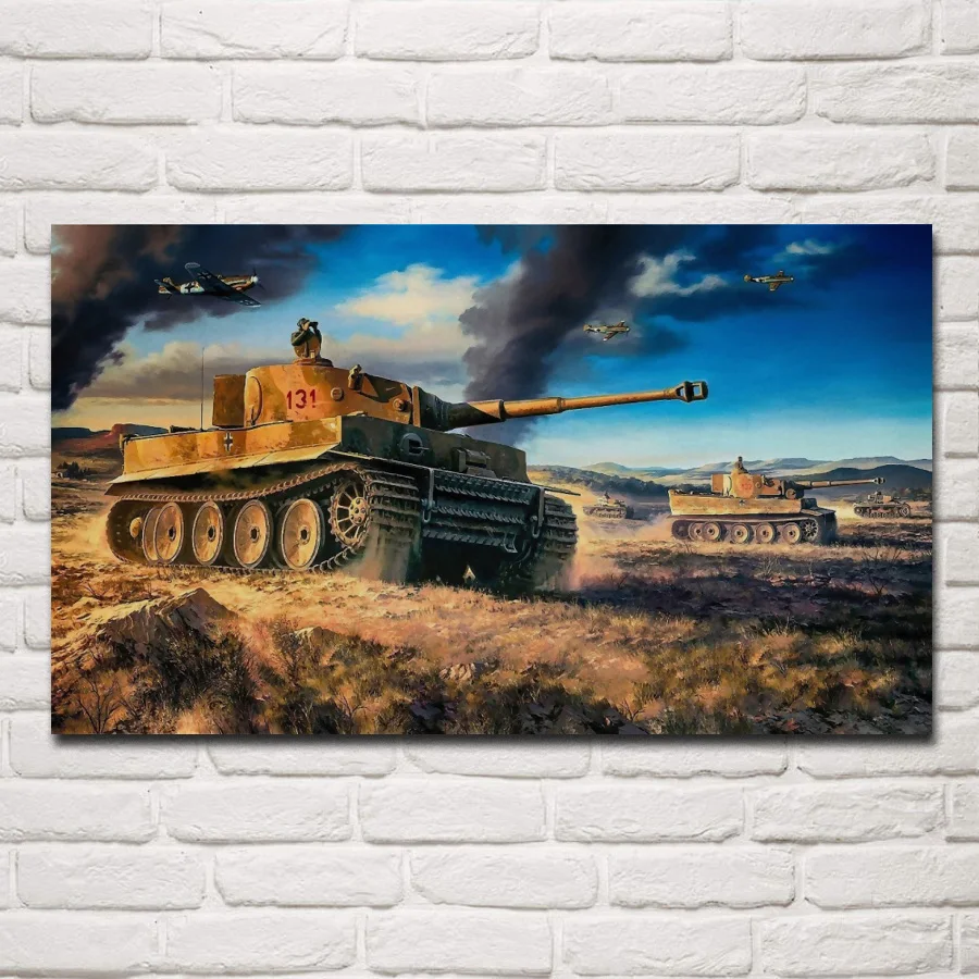 タイガー戦車ファンタジーリビングルームの装飾ホームアートの装飾の木フレーム布ポスターkf446 絵画 書道 Aliexpress