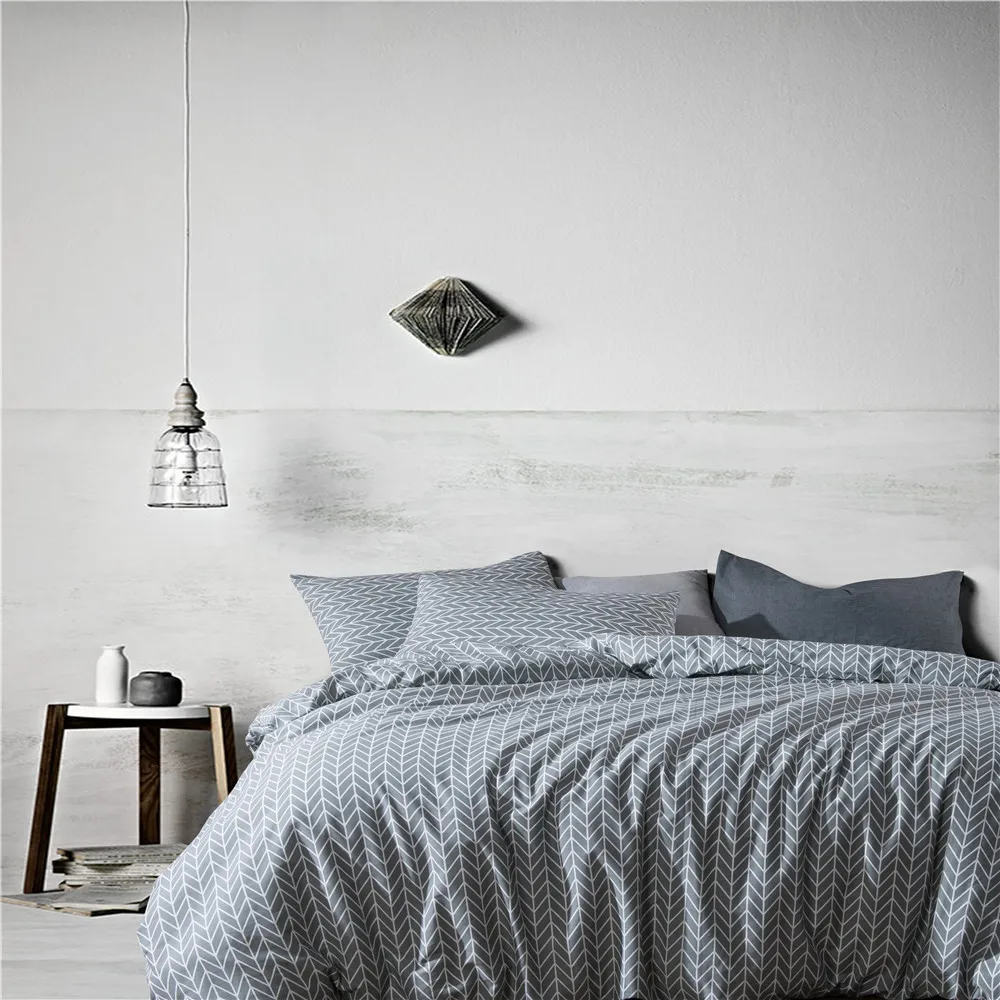 

European Style Blue White Leaves Pattern 2/3pcs Pillowcase Duvet Cover Set Bedding Sets USA King Queen Double Size Bedlinen