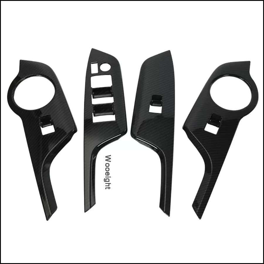 4Pcs Car Carbon Fiber Door Handle Window Button Lift Cover Trim For Toyota C-HR CHR 2017 2018 Inner Door Styling Frame (7)