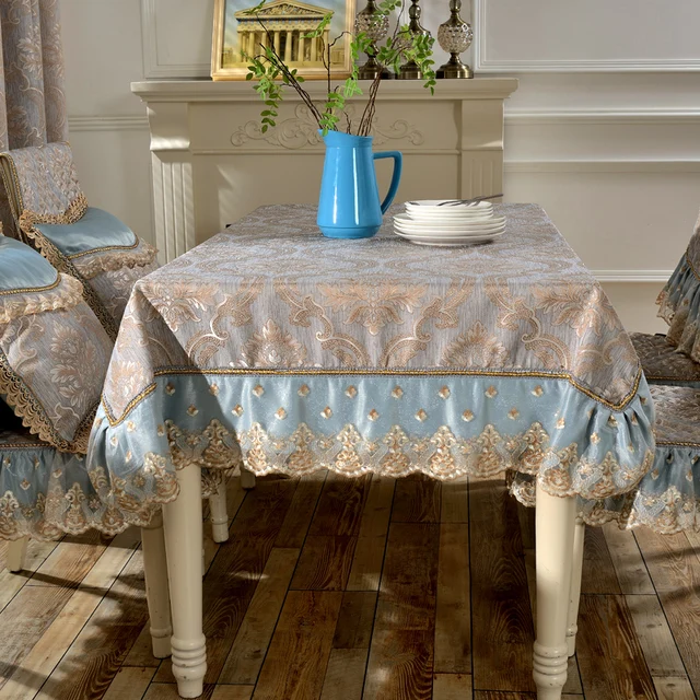 amazing design jacquard tablecloth blue yellow lace luxury festival