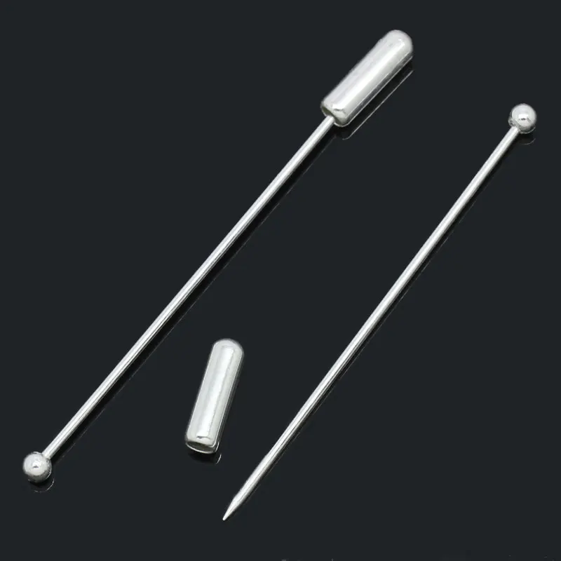 

50Pcs Silver Plated Broche Brooches Ball Pins DIY Crafts Findings 51x1mm