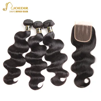 

Joedir Body Wave Bundles With Closure 8 To 30 Inch Brazilian Hair Weave Bundles With Closure Natural Human Hair Bundles Non Remy