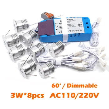 

3W*8pcs/set Mini Spot Light Led Dimmable Recessed Downlight Bedroom Kitchen Staircase Lighting Fixture