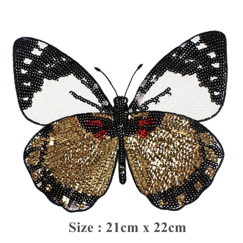 

10 Pieces Large Sequins Butterfly Patch Vintage Embroidered Applique Fashion Clothing Decoration Sew On Patch Accessory