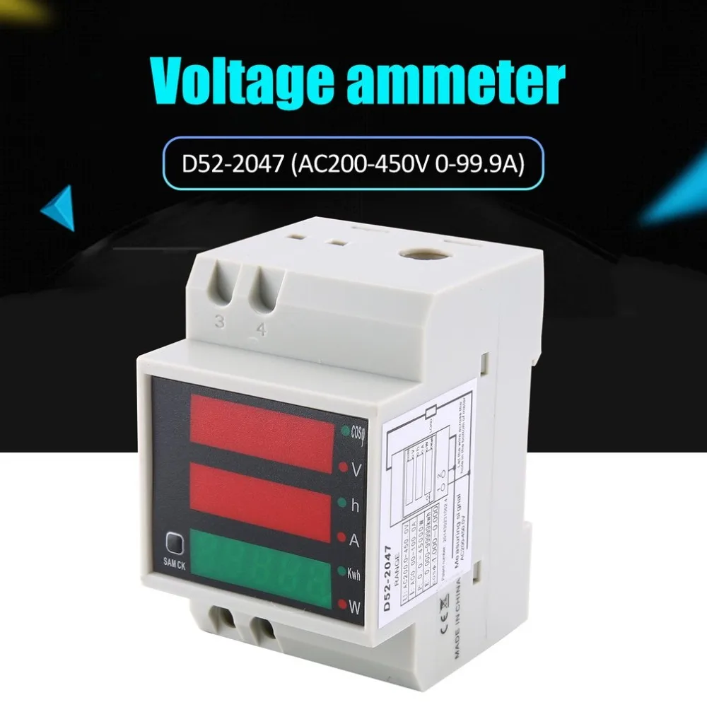 

Digital Meter Din-Rail Dual Led LED Voltmeter Ammeter Voltage Current Meter AC200-450V 0-99.9A Dual Display Voltage Power Bank