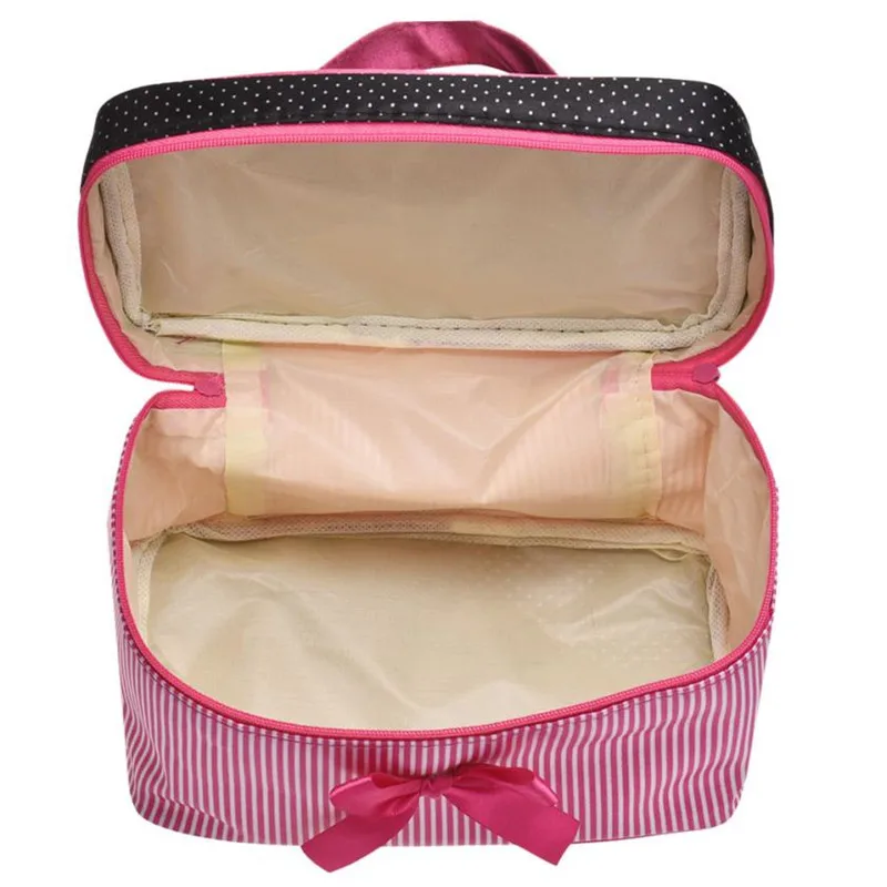 Designer Cosmetic Bags Women Bag Square Bow Stripe Dot Organizer Travel Makeup Bag Makeup Case Box Necessaries Women Designer Cosmetic Bags Women Bag Square Bow Stripe Dot Organizer Travel Makeup Bag Makeup Case Box Necessaries Women