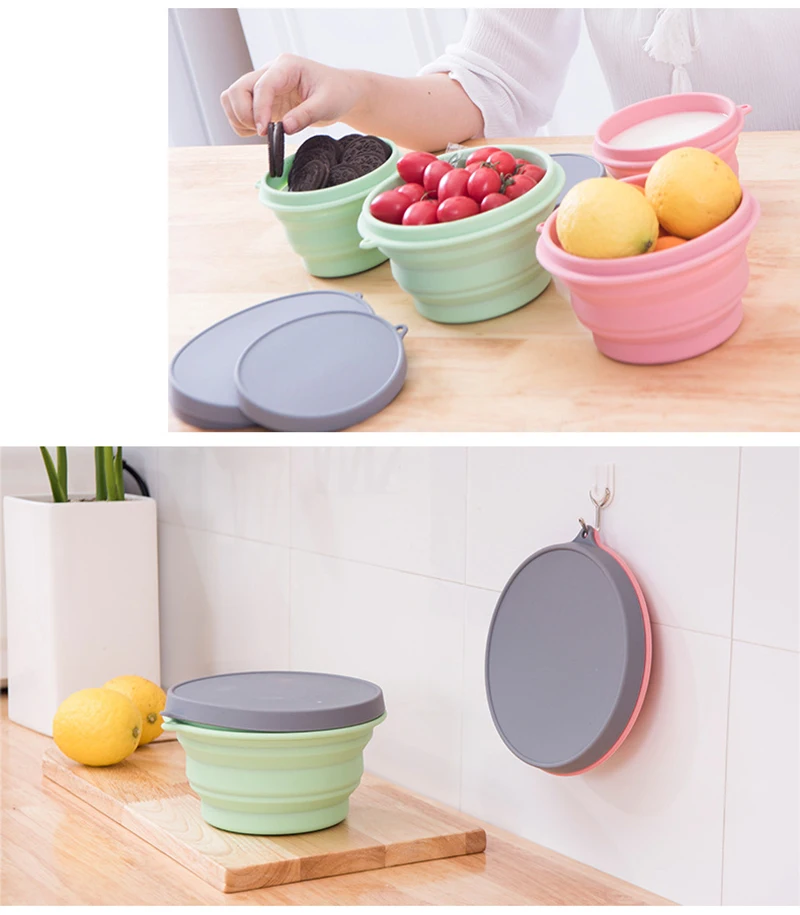 TUUTH Silicone Lunch Box Portable Folding Bowl Eco-Friendly Matetial Food Container For Picnic Office Workers School A10