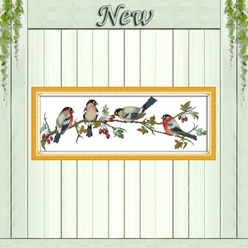 

Bullfinches four birds Drawing painting,Counted printed on canvas DMC 14CT 11CT DIY Cross Stitch Needlework kits Embroidery Sets