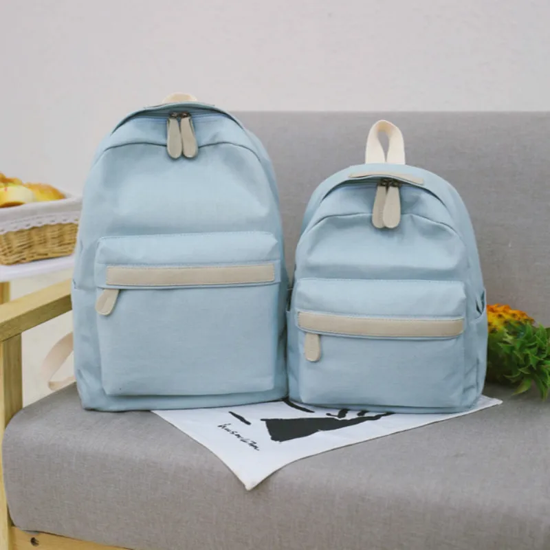 Женские сумки, женские рюкзаки, женские модные однотонные холщовые рюкзаки для девочек, школьный рюкзак для девочек-подростков - Цвет: Синий