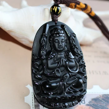 

necklace Pendant black stone Fixed Buddha statue Buddha Benming years