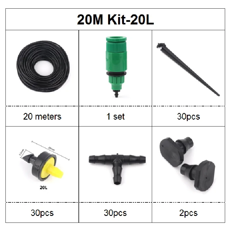 NuoNuoWell 10 м 20 м 30 м садовый точечный полив система автоматический полив набор капельного распыления поливные капельницы комплект для полива - Цвет: 20m kit-20L