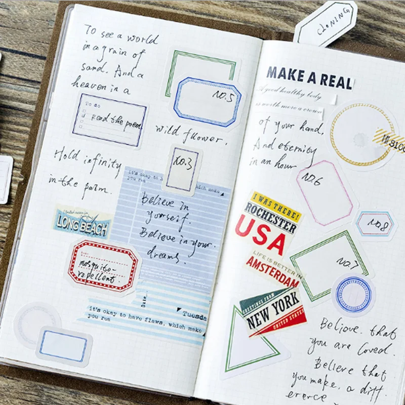 

46 pcs/ box Vintage tag Decorative Stationery Stickers Adhesive Stickers DIY Decoration Diary sticker kawaii Label sticker