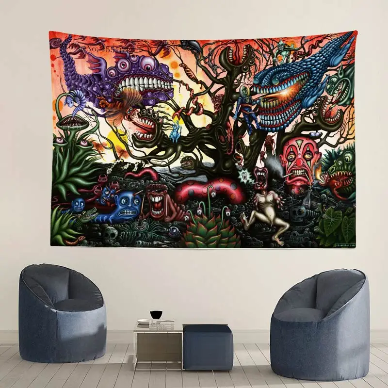 Психоделический гриб Триппи гобелен с монстром, художественный красочный Триппи настенный Декор для дома комнаты отеля офиса TT179 - Цвет: 19
