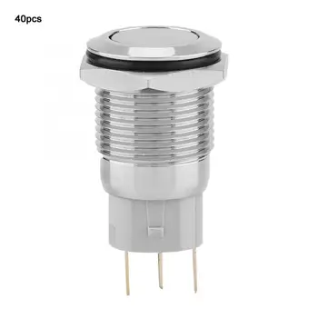 

40pcs 16mm Self-locking Metal Push Button Switch Flat Head 3-Pin Toggle Switch Rocker Switch