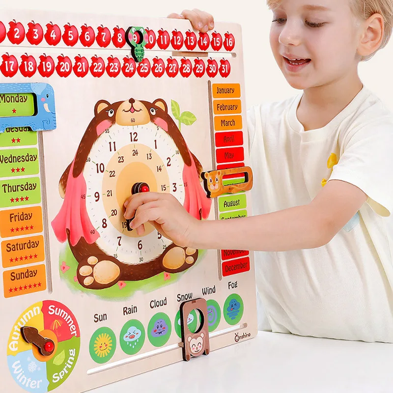 

Kids Wooden Calendar Clock Puzzle Toys Tangram Cognitive Digital Clock Digital Wood Watch Jigsaw Toys Education Parent-Child Toy