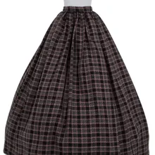 Клетчатая Мода микрофибра шерсть Длина до пола длинные викторианские юбки бальное платье юбка