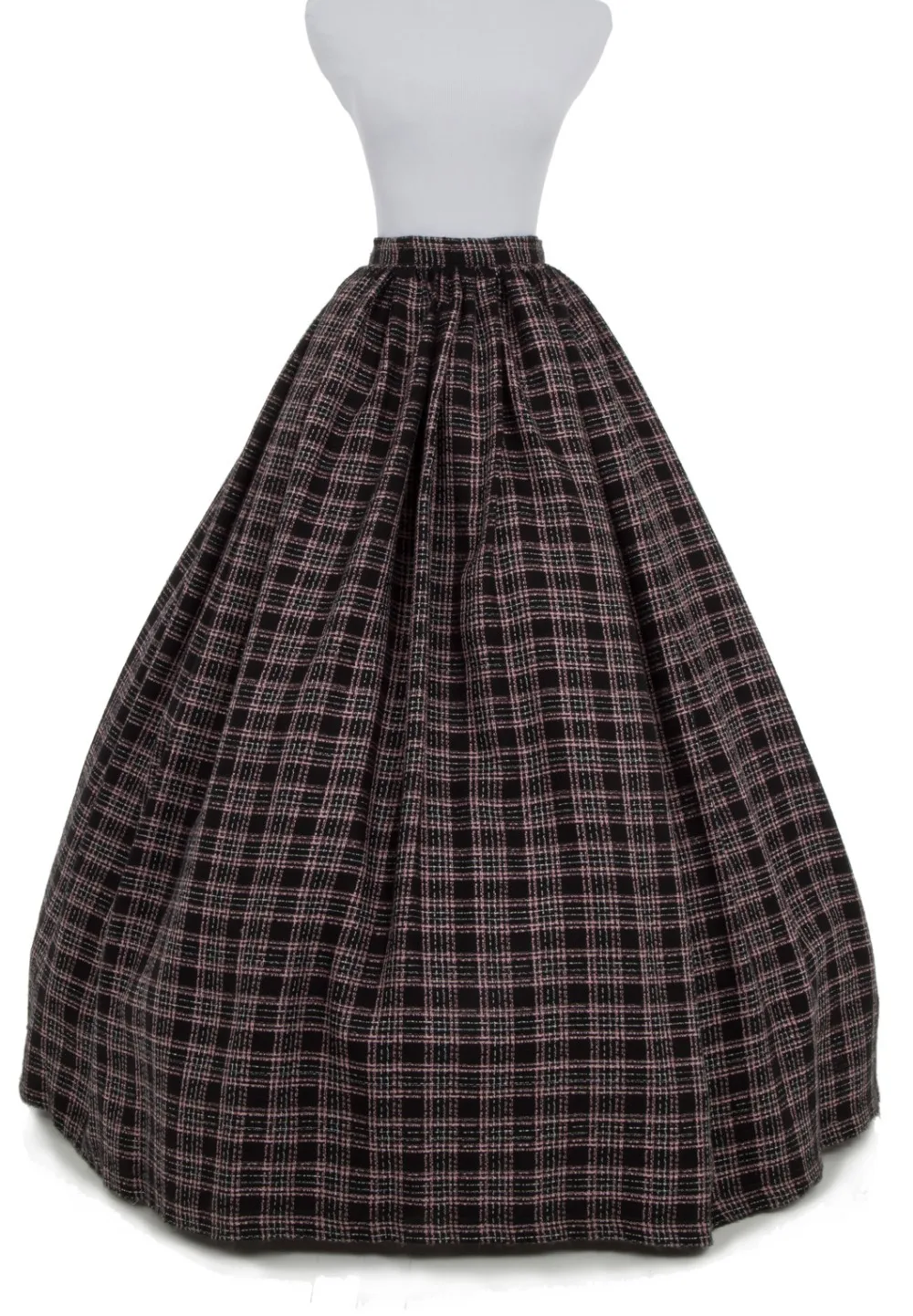 

Plaid Fashion Microfiber Wool Floor-Length Shipping Long Victorian Skirts Ball Gown Skirt