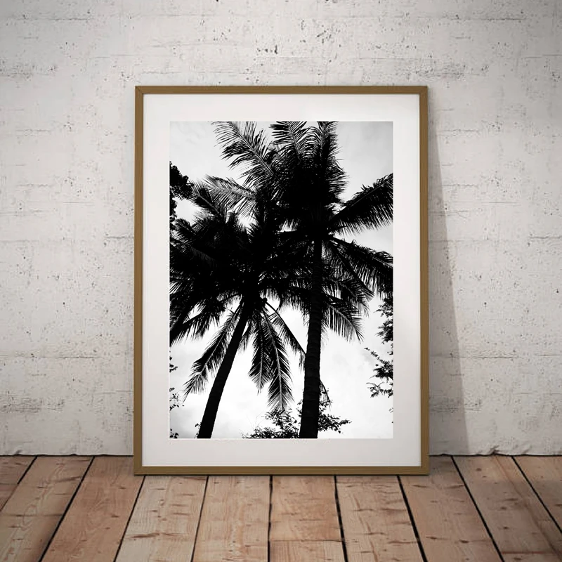 Toile Noire Et Blanche Avec Cocotier Decoration De Maison Image Murale Avec Palmier De Style Tropical Affiche Imprimee Artistique Aliexpress