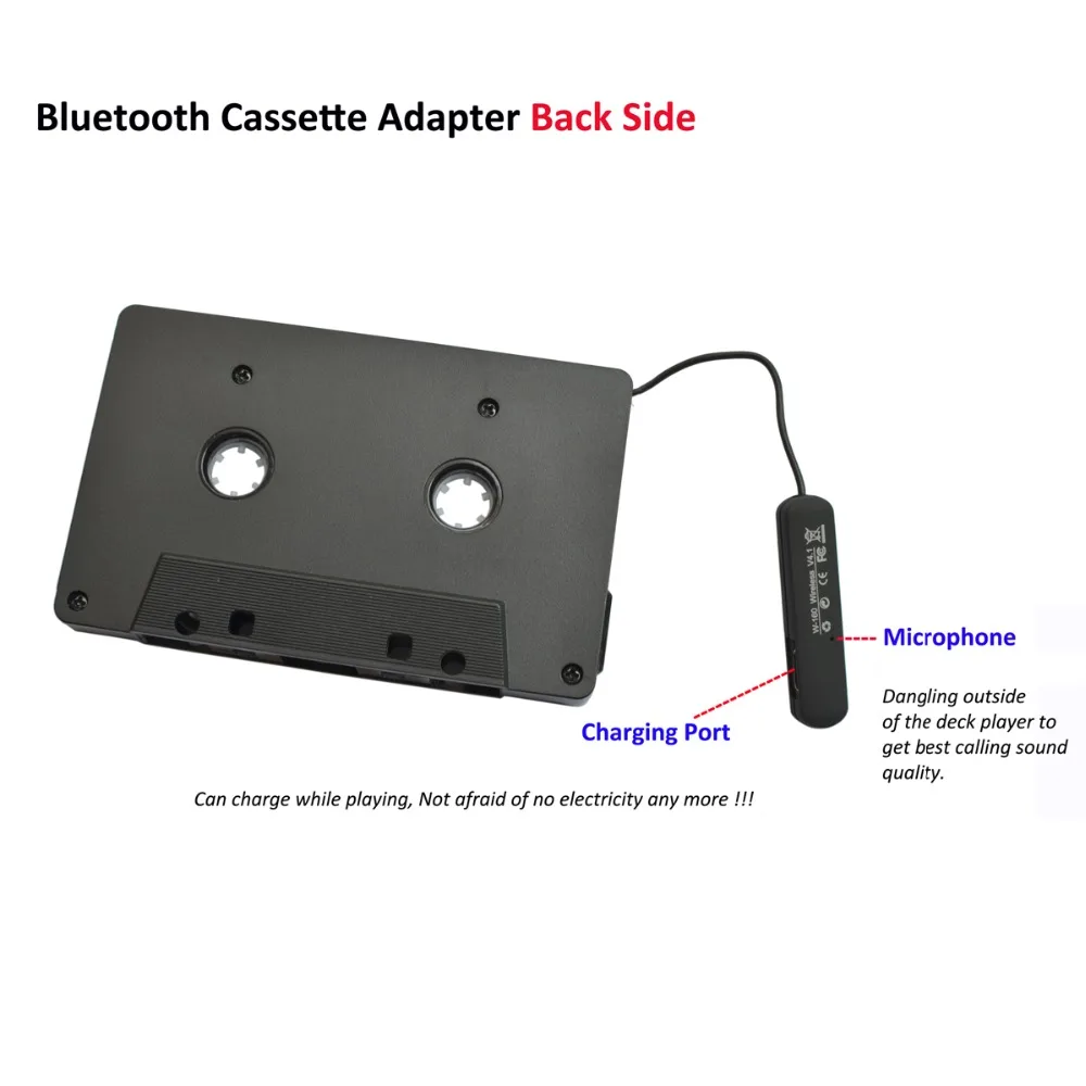 Multifunctional Car Bluetooth Cassette Adapter Bluetooth V4.1 Music Receiver Adapter With TF 4GB-work while charging, Support TF