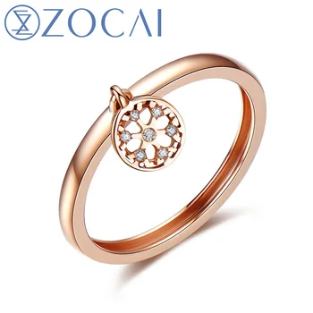 

ZOCAI New Arrival ICE and FIRE Series 0.01 Ct Real Diamond Ring 18K Rose gold ring JBW90105T