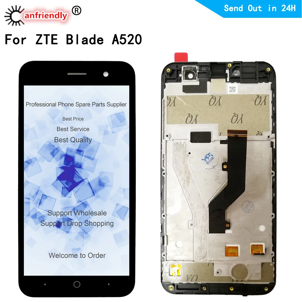 Дешево Для zte Blade A520 ЖК дисплей Дисплей + сенсорный экран сменная экранная панель дигитайзер с рамкой в сборе для телефона Панель для zte A520 520 Дисплей