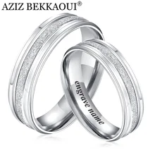 AZIZ BEKKAOUI парные кольца из нержавеющей стали обручальные кольца Выгравированные именные кольца для возлюбленной помолвки обещания ювелирные изделия Прямая поставка
