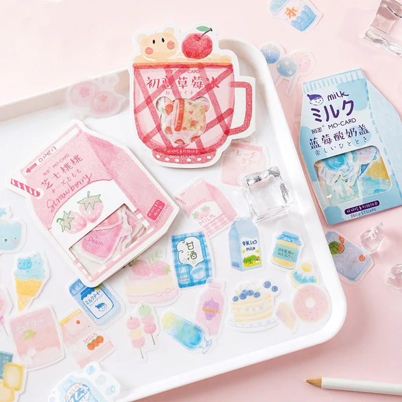 40Pcs Kawaii Dessert Stickers Cute Food Stationery Stickers Paper Adhesive Sticker For Kids DIY Scrapbooking Diary Photos Albums